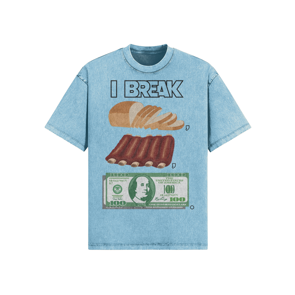 "Break Bread" Oversized Heavyweight Premium Snow Wash T-Shirt