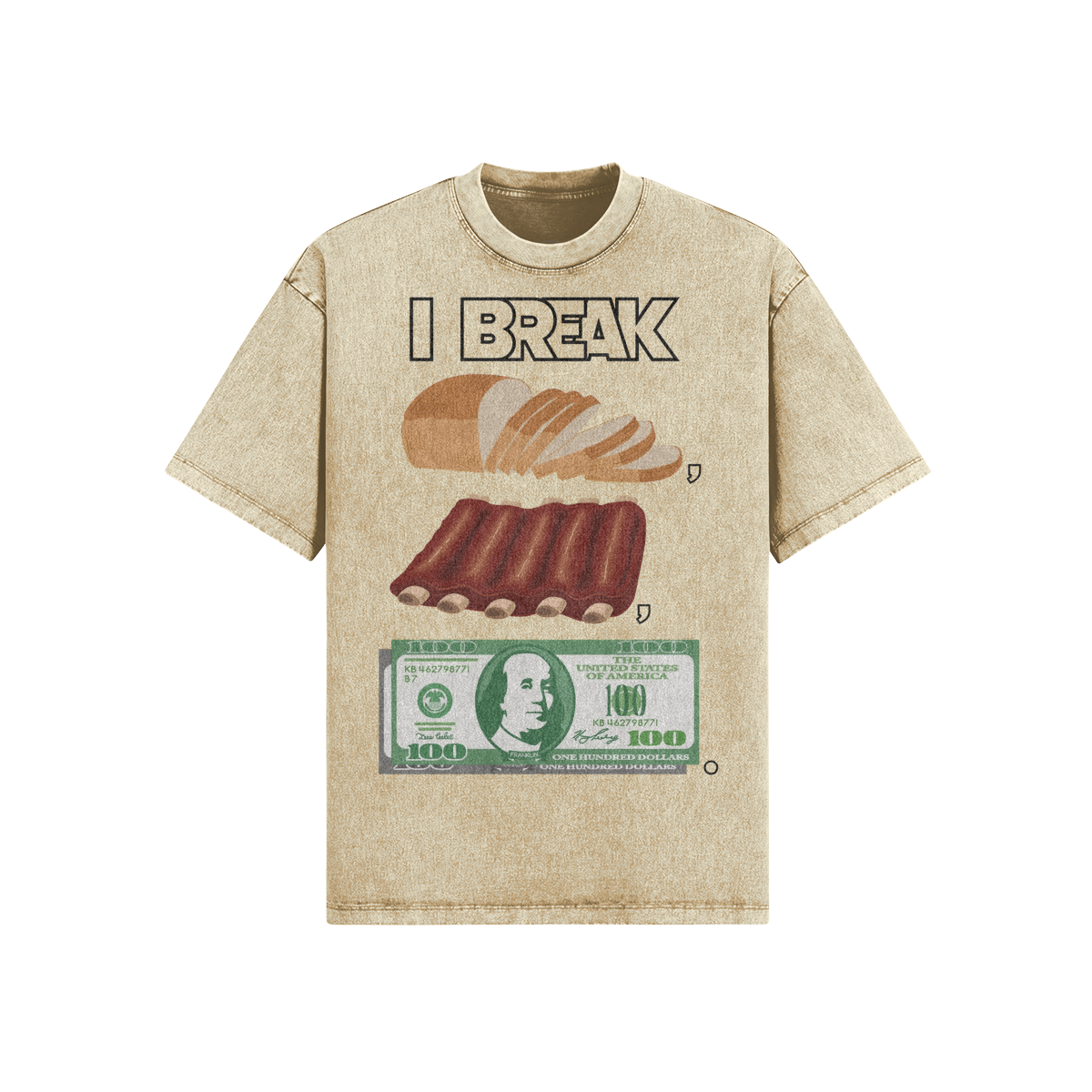 "Break Bread" Oversized Heavyweight Premium Snow Wash T-Shirt