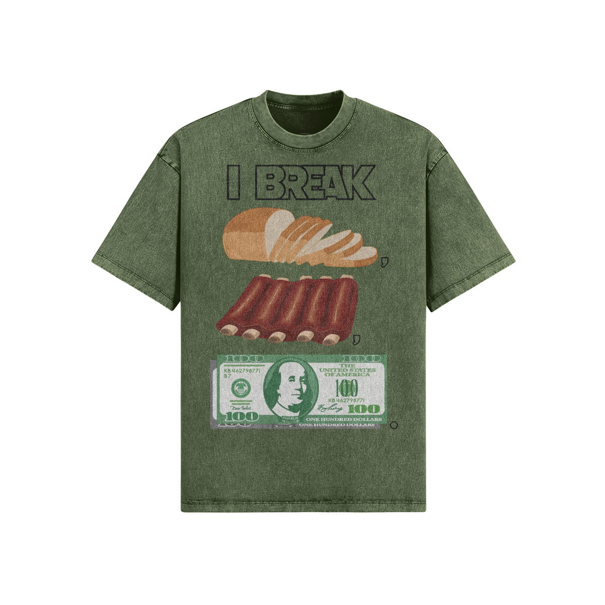 "Break Bread" Oversized Heavyweight Premium Snow Wash T-Shirt