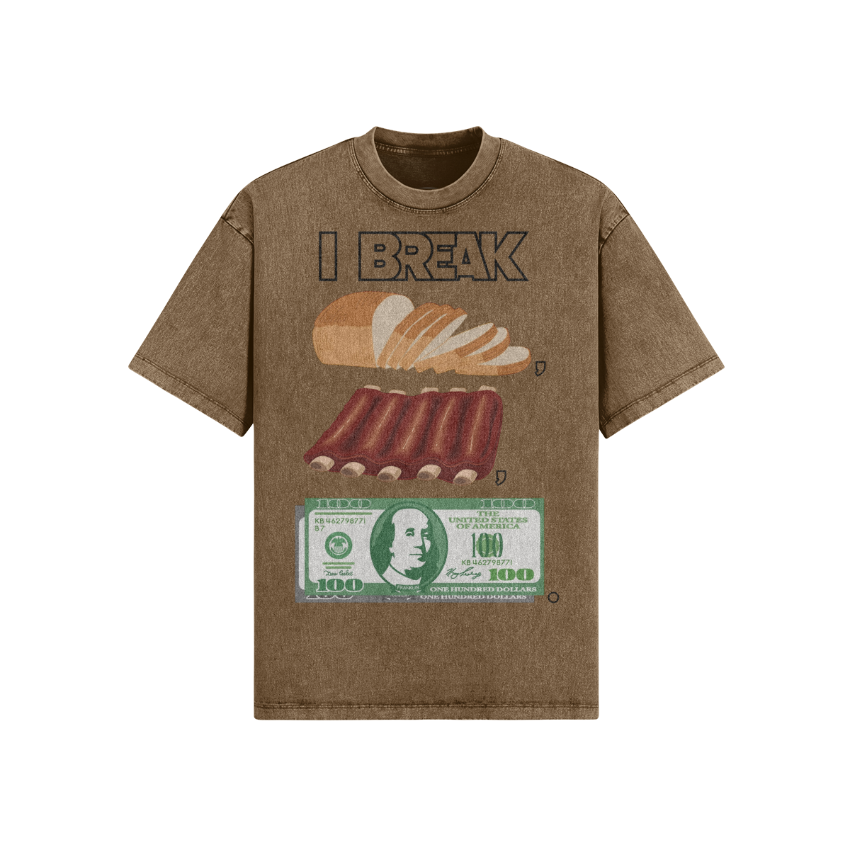 "Break Bread" Oversized Heavyweight Premium Snow Wash T-Shirt