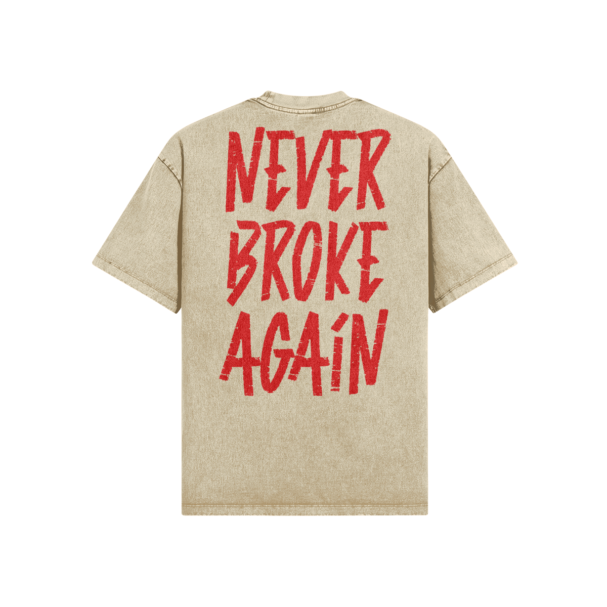 "Never Broke Again" Oversized Heavyweight Premium Snow Faded T-Shirt