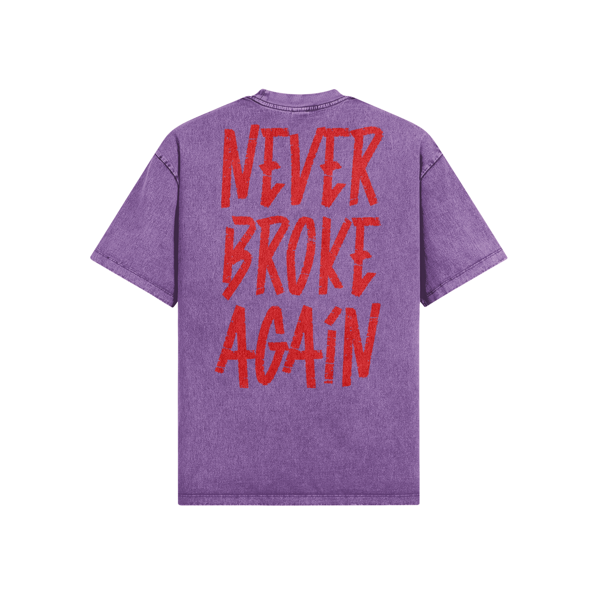 "Never Broke Again" Oversized Heavyweight Premium Snow Faded T-Shirt