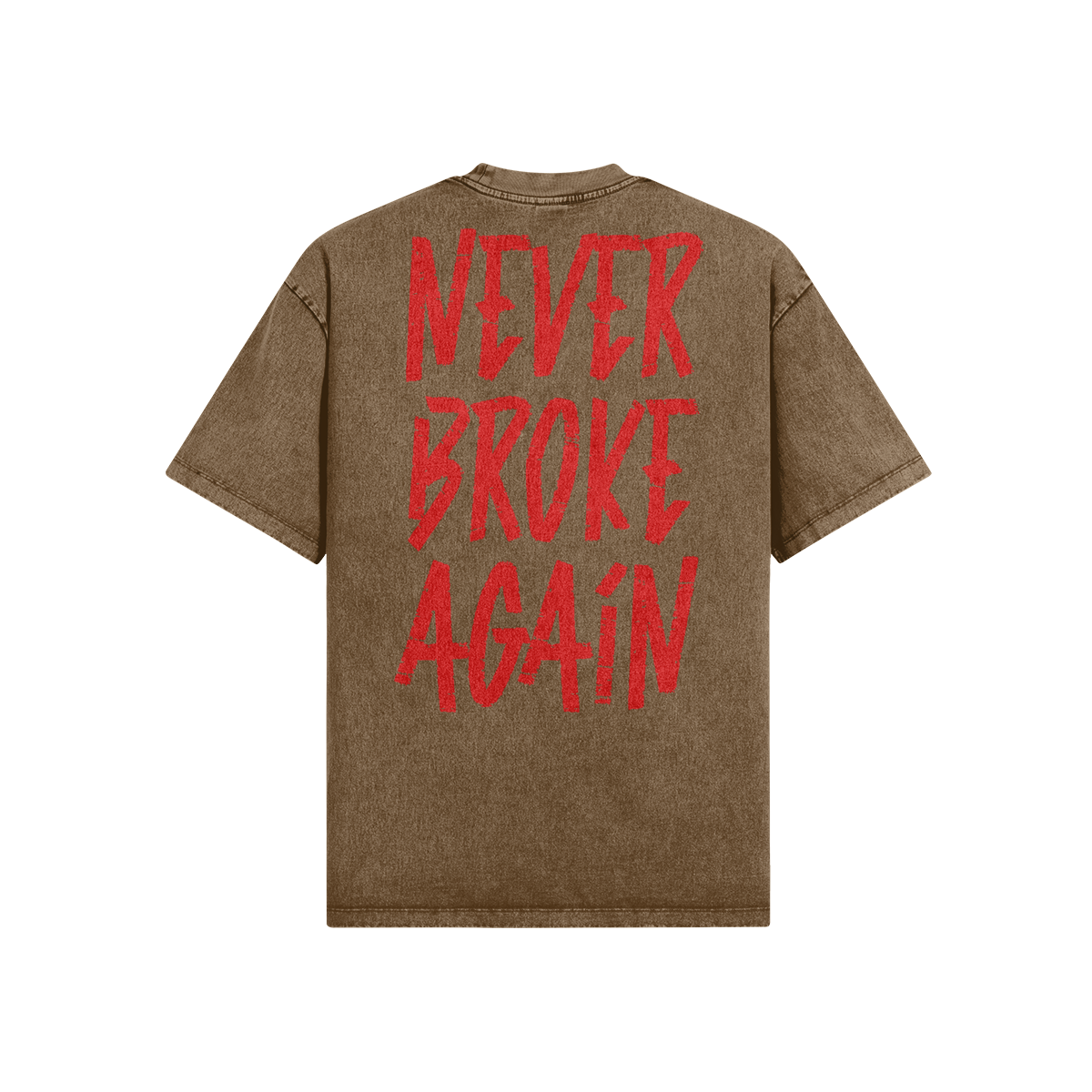 "Never Broke Again" Oversized Heavyweight Premium Snow Faded T-Shirt